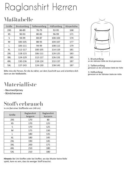 Papierschnittmuster - Herren Raglanshirt